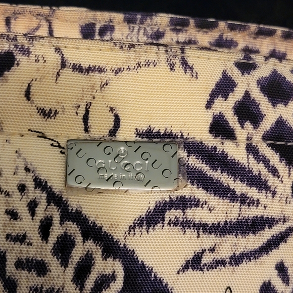 GUCCI by TOM FORD 2000 Navy 9Abstract Floral Canvas Toiletry Pouch Bag Authentic - Picture 13 of 16